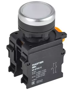 Кнопка d22мм 1НО+1НЗ MASTER бел. IEK MI-BT60-11-3-22-K01
