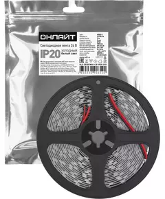 Лента светодиодная 90 654 OLS-2835CW60-4.8-IP20-24V (уп.5м) ОНЛАЙТ 90654