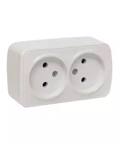 Розетка 2-м ОП Минск 10А IP20 без заземл. бел. Basic EKF EGR10-102-10