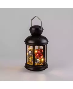 Фонарь декоративный 12х12х20.6см с шариками тепл. бел. корпус черн. Neon-Night 513-061