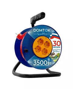 Удлинитель на катушке 4х30м с заземл. 16А IP20 3.5кВт ПВС 3х1.5 DOMTOK 2450
