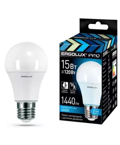 Лампа светодиодная с датчиком LED-A60P-15W-E27-4K PRO 15Вт Е27 4500К 220-240В с Ergolux 14763