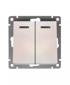 Выключатель 2-кл. СП Афина 10А IP20 с подсветкой механизм жемчуж. Universal A0123-OBr