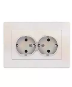Розетка 2-м СП Афина 16А IP20 с заземл. в сборе жемчуж. Universal A0128-OBr