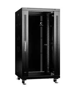 Шкаф монтажный телекоммуникационный напольный SH-05C-22U60/80-BK 19дюйм для распред. и серверн. оборудования 22U 600х800х1166мм передн. стеклян. и задн. сплошн. метал. двери ручка с замком черн. (RAL 9004) Cabeus 8572c