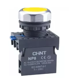 Кнопка управления NP8-11BN/5 без подсветки самовозв. 1НО+1НЗ IP65 (R) желт. CHINT 667115