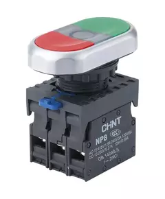Кнопка двойная NP8-11SD/1 AC110-230В(LED) 1НО+1НЗ IP65 (R) бел. CHINT 667562