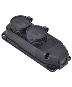 Колодка удлинителя 2-м 16А IP44 с защ. крышкой каучук черн. GENERICA ERK20-016-02-44-K02-G