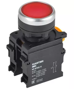 Кнопка d22мм 1НО+1НЗ MASTER красн. IEK MI-BT60-11-3-22-K04