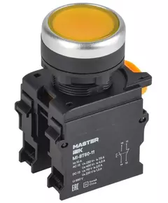Кнопка d22мм 1НО+1НЗ MASTER желт. IEK MI-BT60-11-3-22-K05