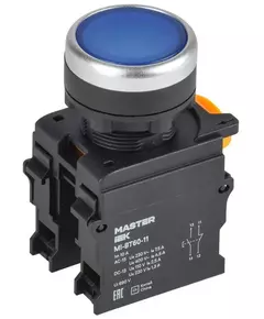 Кнопка d22мм 1НО+1НЗ MASTER син. IEK MI-BT60-11-3-22-K07
