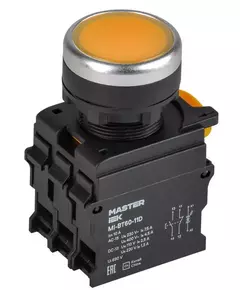 Кнопка d22мм 1НО+1НЗ MASTER с подсветкой желт. IEK MI-BT60-11D-3-12-K05