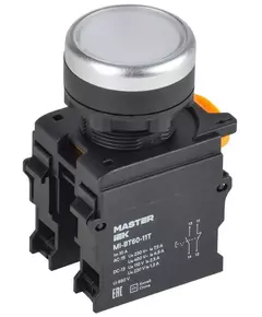Кнопка d22мм 1НО+1НЗ MASTER с фиксацией бел. IEK MI-BT60-11T-3-21-K01