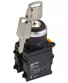 Переключатель 3 полож. 1НО+1НЗ с ключом черн. MASTER IEK MI-SW60-20Y-3-34-3-K02
