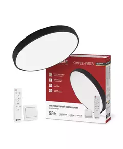 Светильник светодиодный SCANDY SIMPLE-95RCB 95Вт 3000-6500К 7600лм 230В 400х50мм с пультом ДУ черн. IN HOME 4690612062112