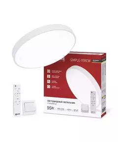 Светильник светодиодный SCANDY SIMPLE-95RCW 95Вт 3000-6500К 7600лм 230В 400х50мм с пультом ДУ бел. IN HOME 4690612062105