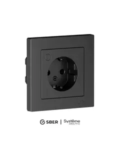 Розетка AtlasDesign Smart 16А L+N с заземл. защ. шторки Zigbee механизм карбон SE ATN001045Z
