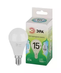 Лампа светодиодная GREEN LINE P45-15W-840-E14 GL 15Вт шар 4000К яркий свет бел. E14 Эра Б0067045