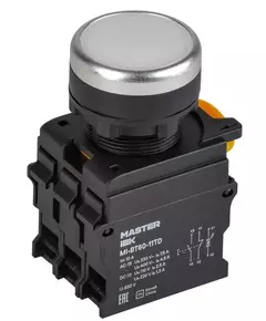 Кнопка d22мм 1НО+1НЗ MASTER с подсветкой и фиксацией бел. IEK MI-BT60-11TD-3-11-K01