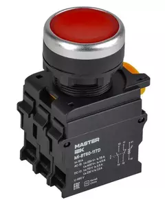 Кнопка d22мм 1НО+1НЗ MASTER с подсветкой и фиксацией красн. IEK MI-BT60-11TD-3-11-K04
