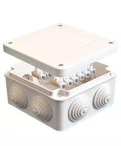 Коробка распределительная ОП 105х105х56мм IP54 с клемм. 7 выходов 4 гермоввода 10А 12 контактов крышка на винтах бел. Epplast 110043