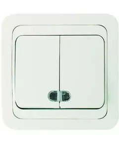Выключатель 2-кл. СП Mimoza 10А IP20 с подсветкой бел./бел. Makel 12023