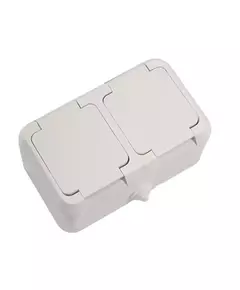 Розетка 2-м ОП 16А IP44 с заземл. п/герм. бел. Makel 18354