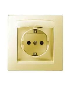 Розетка 1-м СП Simon15 16А IP44 250В с заземл. Schuko защ. шторки с крышкой винт. клеммы сл. кость Simon 1590450-031