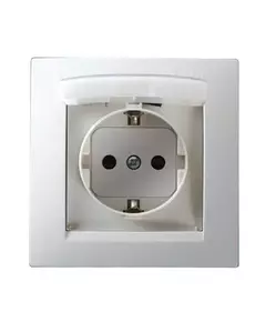 Розетка 1-м СП Simon15 16А IP44 250В с заземл. Schuko защ. шторки с крышкой винт. клеммы бел. Simon 1590450-030