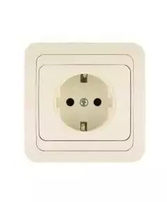 Розетка 1-м СП Mimoza 16А IP20 с заземл. крем./крем. Makel 25028