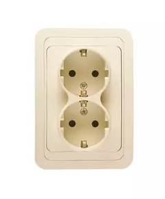 Розетка 2-м СП Mimoza 16А IP20 с заземл. крем./крем. Makel 25082