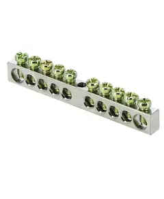 Шина PEN "ноль-земля" 6х9 10 отв. никель крепеж по центру PROxima EKF sn1-63-10