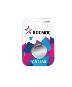 Элемент питания литиевый CR CR2430 1хBL (блист.1шт) Космос KOCR24301BL