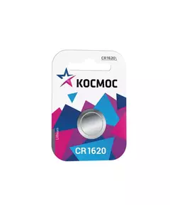 Элемент питания литиевый CR CR1620 1хBL (блист.1шт) Космос KOCR16201BL