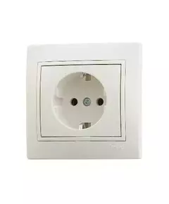 Розетка 1-м СП Мира 16А IP20 с заземл. со вставкой керамика крем. LEZARD 701-0303-122
