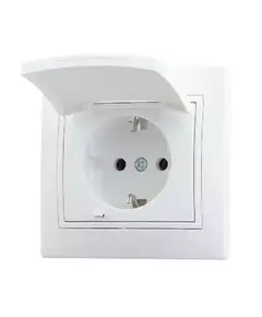 Розетка 1-м СП Мира 16А IP20 с заземл. с крышкой с бел. вставкой керамика бел. LEZARD 701-0202-123