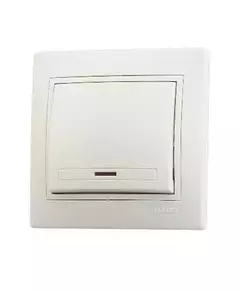 Выключатель 1-кл. СП Мира 10А IP20 с подсветкой со вставкой крем. LEZARD 701-0303-111
