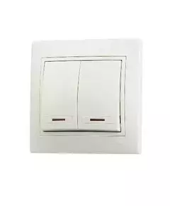 Выключатель 2-кл. СП Мира 10А IP20 с подсветкой со вставкой крем. LEZARD 701-0303-112
