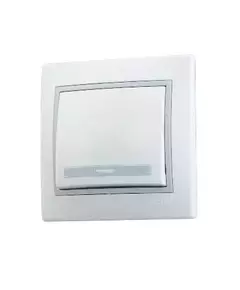 Выключатель 1-кл. СП Мира 10А IP20 с сер. вставкой бел. LEZARD 701-0215-100