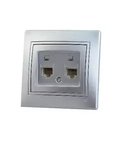 Розетка компьютерная 2-м СП Мира RJ45 метал. сер. LEZARD 701-1010-141