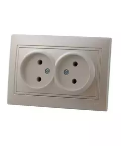 Розетка 2-м СП Мира 16А IP20 без заземл. со вставкой керамика жемчуж./бел. перламутр. LEZARD 701-3030-128