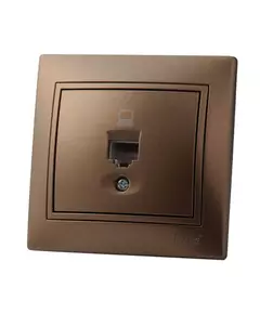 Розетка компьютерная RJ45 1-м СП Мира 16А IP20 со вставкой свет. корич. перламутр. LEZARD 701-3131-139
