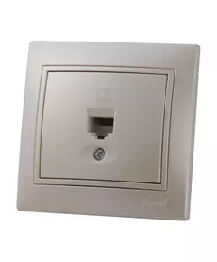 Розетка компьютерная RJ45 1-м СП Мира 16А IP20 со вставкой жемчуж./бел. перламутр. LEZARD 701-3030-139