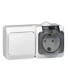 Блок ОП Этюд (1-кл. выкл. + евророз. защ. шторки) IP44 бел. SchE BPA16-241B