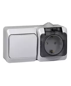 Блок ОП Этюд (1-кл. выкл. + евророз. защ. шторки) IP44 сер. SchE BPA16-241C