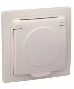 Розетка 1-м СП Кварта РСб10-3-ККм 16А IP20 с заземл. с крышкой крем. IEK ERK15-K33-16-DM