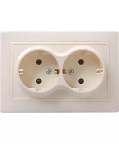 Розетка 2-м СП Кварта РС12-3-ККм 16А IP20 с заземл. без защ. шторок крем. IEK ERK24-K33-16-DM