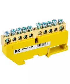 Шина PE "земля" на DIN-изол. ШНИ-8х12-10-Д-Ж IEK YNN10-812-10D-K05