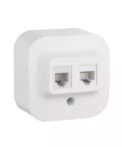 Розетка компьютерная + телеф. 1-м ОП Quteo 2мод. RJ11 + RJ45 CAT.5E UTP бел. Leg 782221