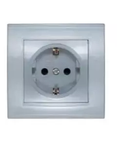 Розетка 1-м СП Бриллиант 16А IP20 с заземл. защ. шторки серебр. UNIVersal 7949889